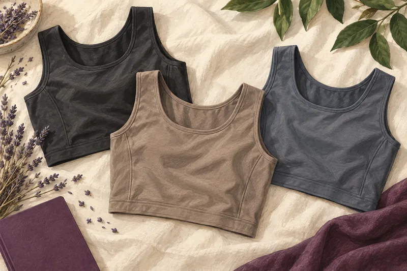 Painted still life of three short chest binders in black, taupe, and gray